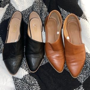 Black and brown slip on boots